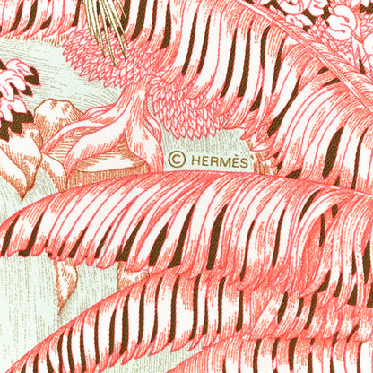 Hermes Silk Faubourg Tropical Scarf 90 Orange Kaki Saumon 4 of 7
