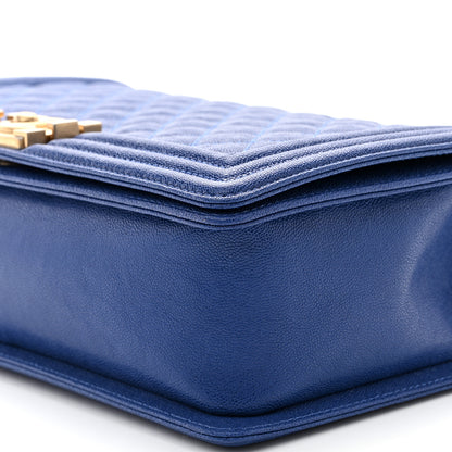 Chanel Caviar Quilted New Medium Boy Flap Dark Navy Blue 10 of 11