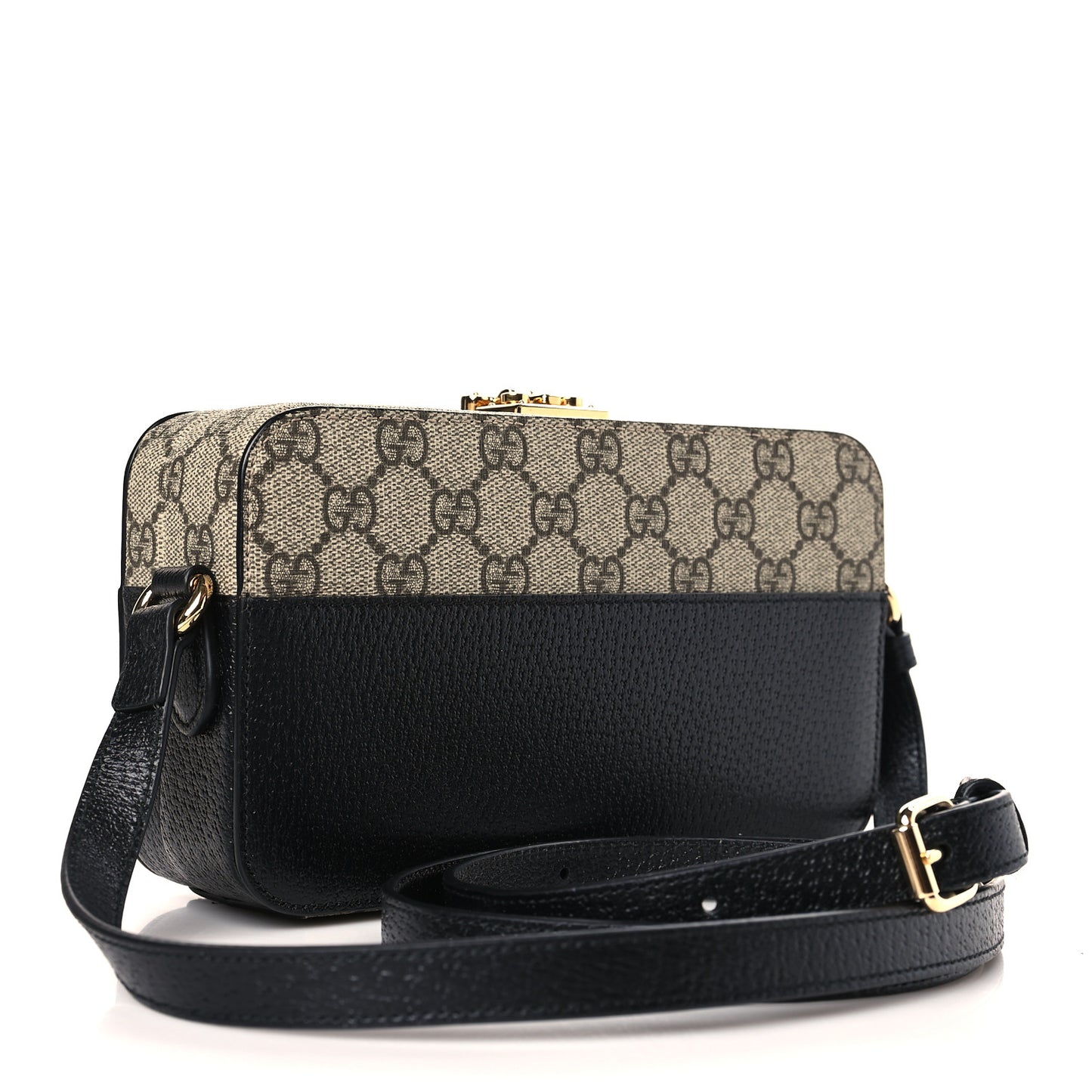 GG Supreme Monogram Textured Dollar Calfskin Mini New Basket Shoulder Bag Beige Ebony Black