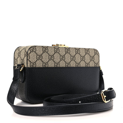 Gucci GG Supreme Monogram Textured Dollar Calfskin Mini New Basket Shoulder Bag Beige Ebony Black 2 of 8