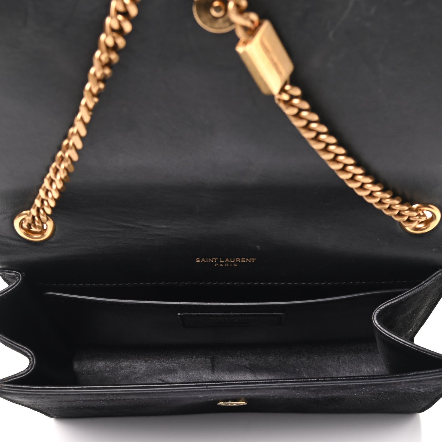 Saint Laurent Suede Small Classic Monogram Palm Tree Kate Satchel Black 4 of 8