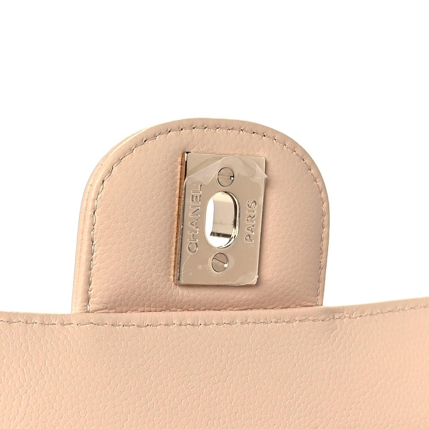 Caviar Chevron Quilted Small Double Flap Beige