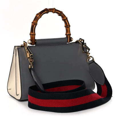 Gucci Nappa Bamboo Web Mini Nymphaea Top Handle Bag Deep Grey Mystic White 3 of 19