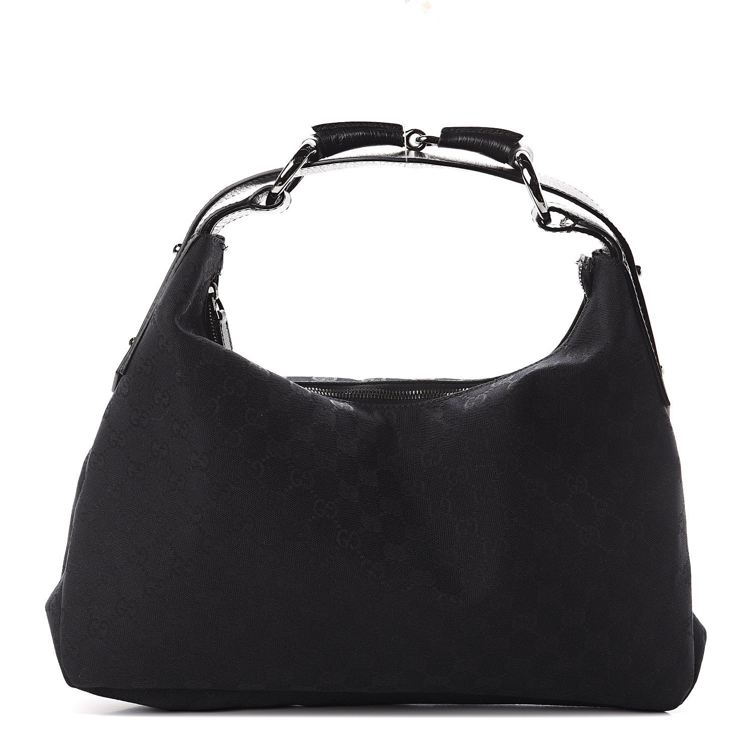 Gucci Monogram Medium Horsebit Chain Hobo Black 1 of 8