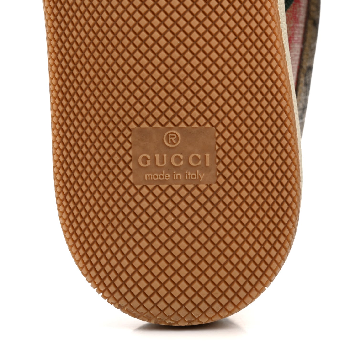 GG Supreme Monogram Harness Calfskin Web Womens Screener Sneakers 37.5 Beige Ebony Rosso Harness Brown
