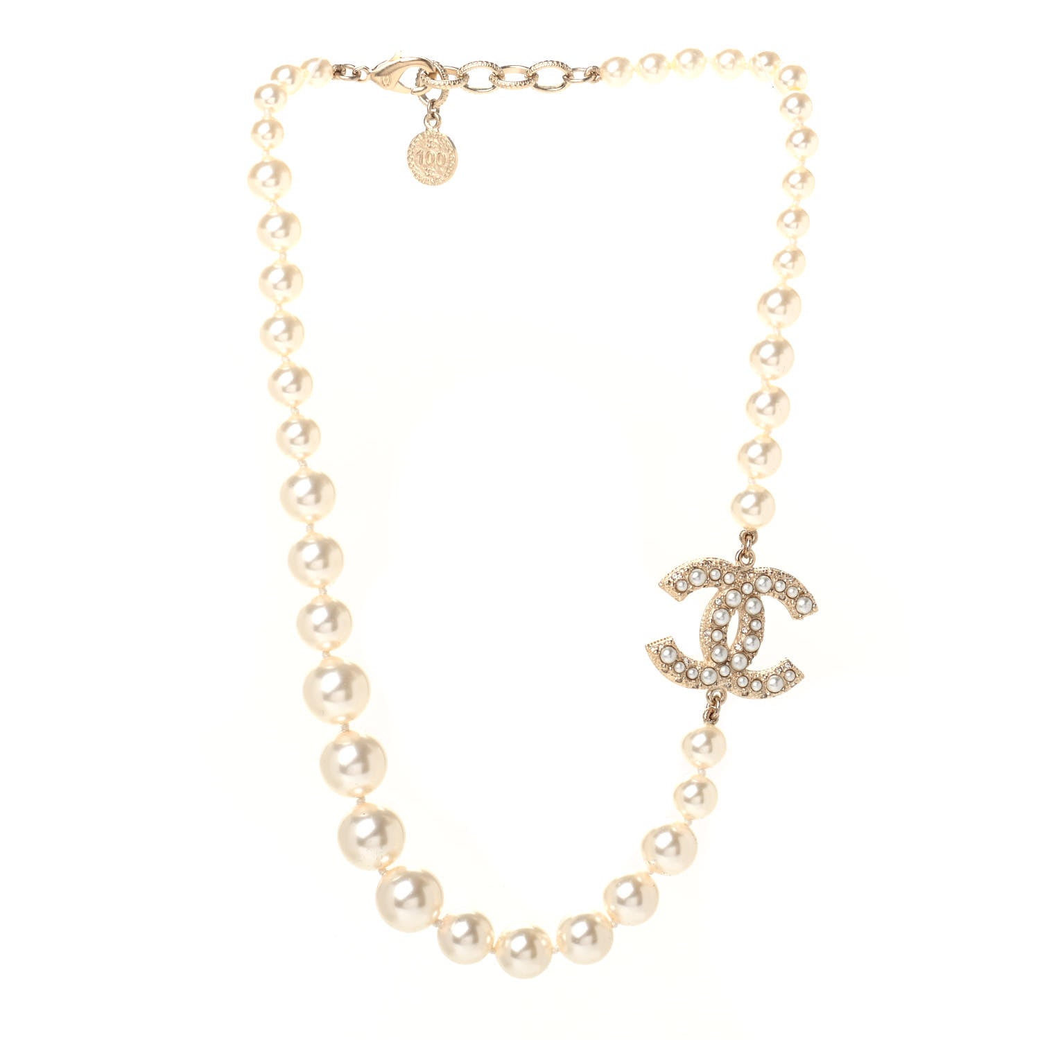 Chanel Pearl CC 100th Anniversary Necklace Light Gold 2 of 3