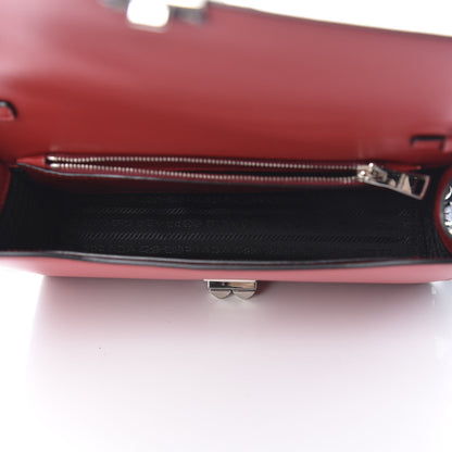 Prada Saffiano City Calfskin Studded Large Elektra Shoulder Bag Fuoco Black 5 of 9