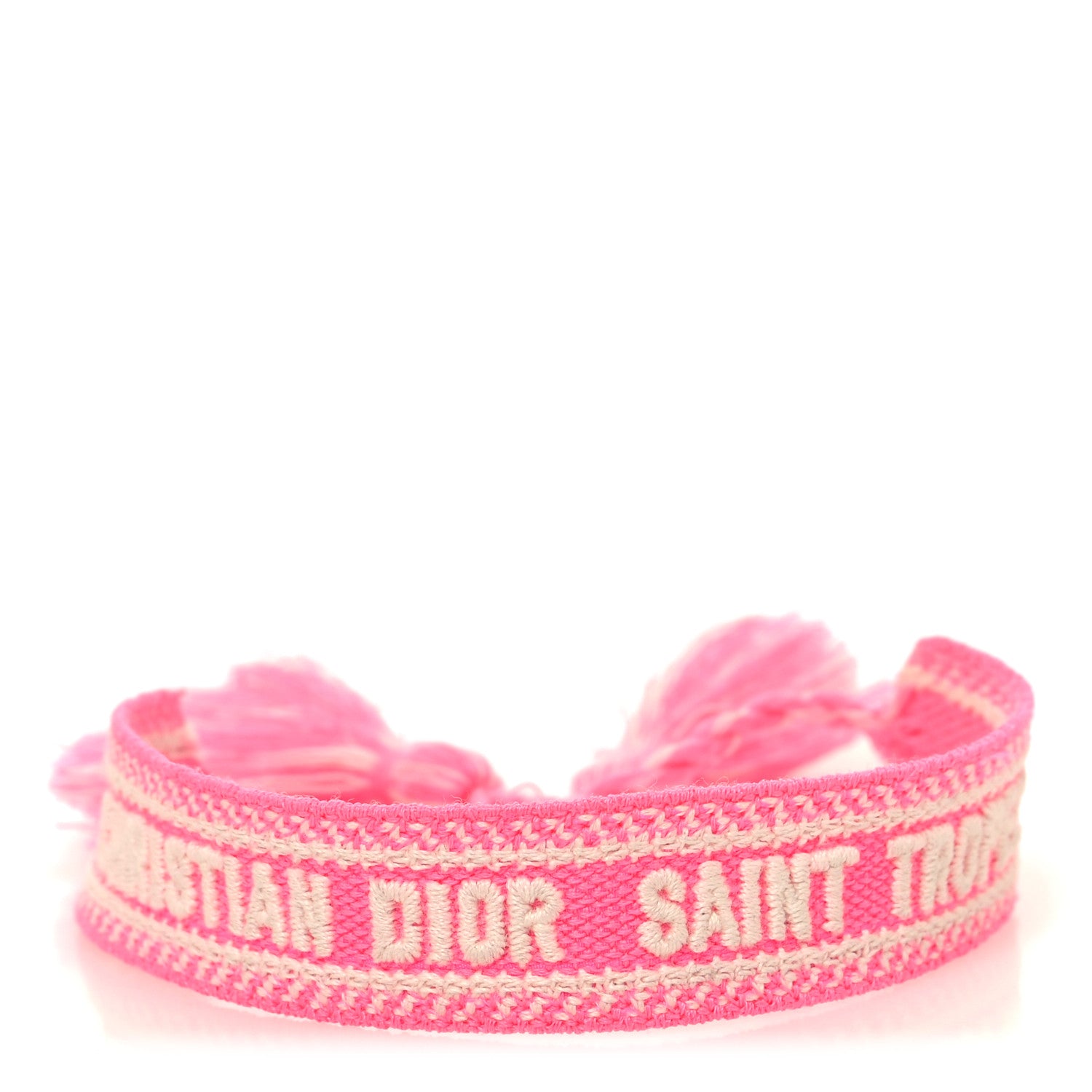 Christian Dior Woven Cotton Saint Tropez Friendship Bracelet Hot Pink 1 of 4