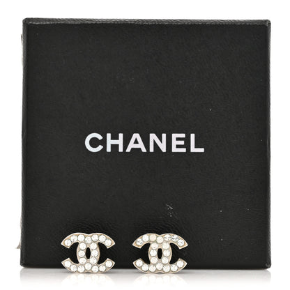 Chanel Crystal Mini Timeless CC Earrings Silver 8 of 8