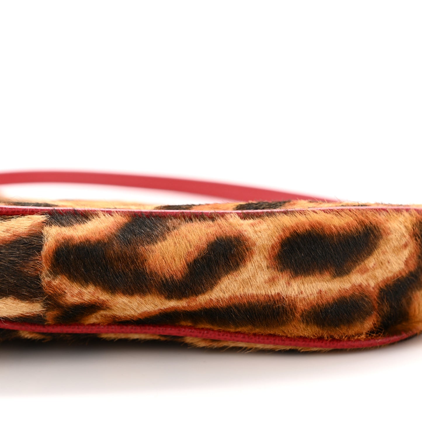 CHRISTIAN DIOR Pony Hair Leopard Mini Saddle Bag Red
