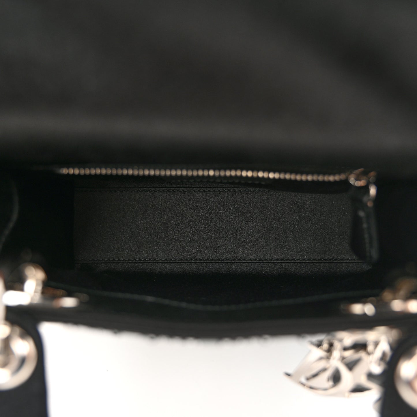 Satin Crystal Cannage Mini Lady Dior Black