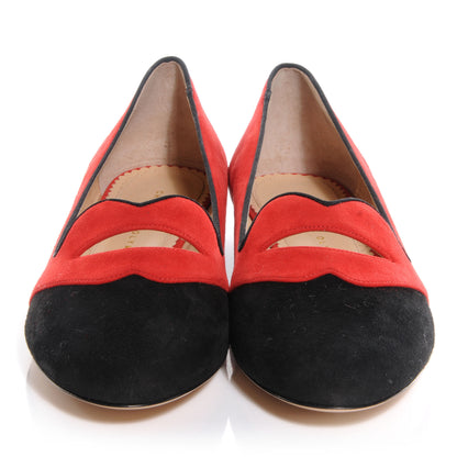FASHIONPHILE CHARLOTTEOLYMPIASuedeBisouxLip-DetailSmokingSlippers39Red 2 of 6
