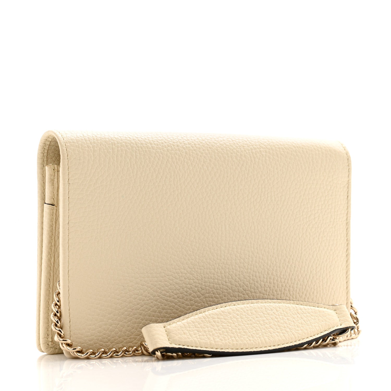Gucci Pebbled Calfskin Soho Wallet on Chain Ivoire 3 of 12