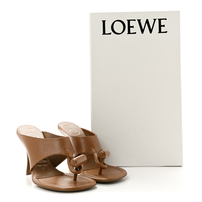 Loewe Shiny Calfskin Toggle Sandals  37 Oak 10 of 10