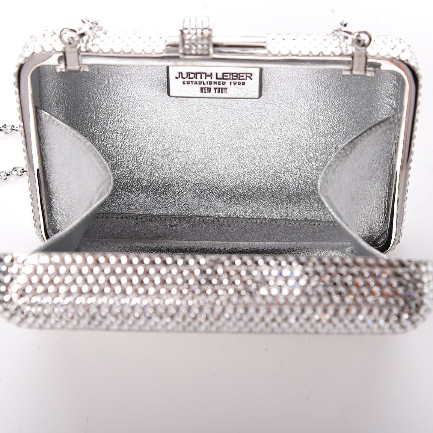 Crystal Minaudiere Clutch Silver