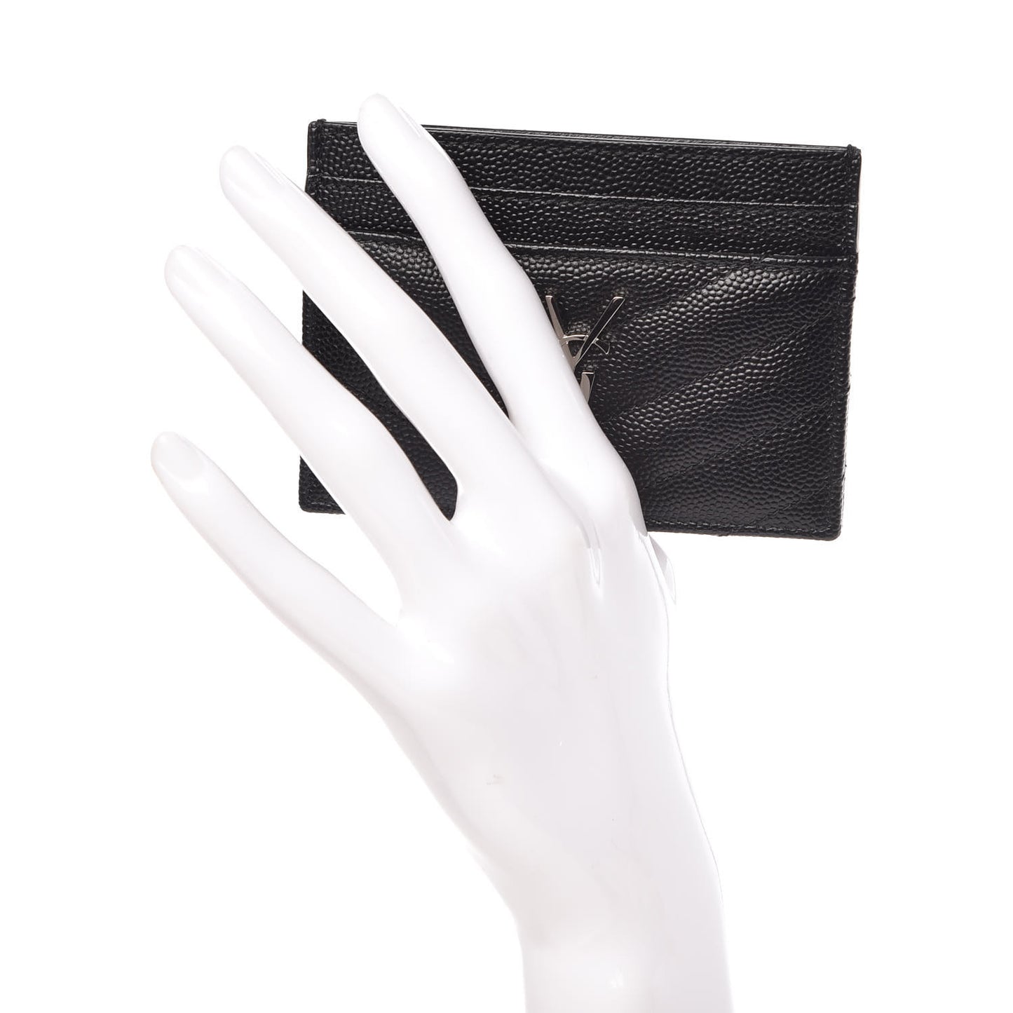Grain De Poudre Matelasse Chevron Monogram Credit Card Case Black