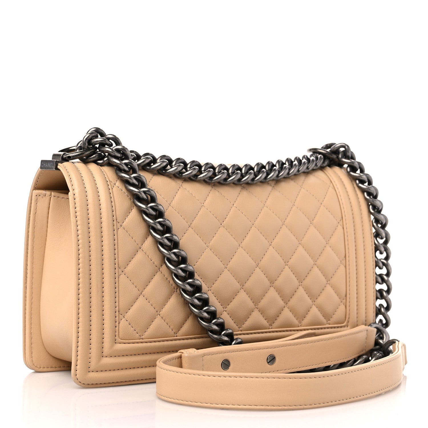 Chanel Calfskin Quilted Medium Boy Flap Beige 3 of 11