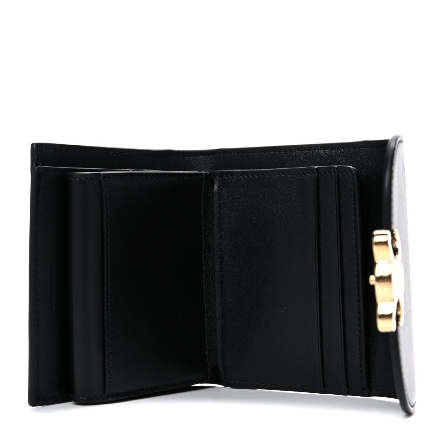 Shiny Smooth Lambskin Small Triomphe Wallet Black