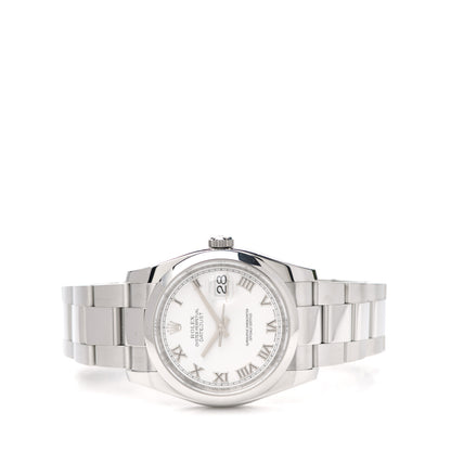 Rolex Stainless Steel 36mm Oyster Perpetual Datejust Watch White Roman 116200 2 of 4