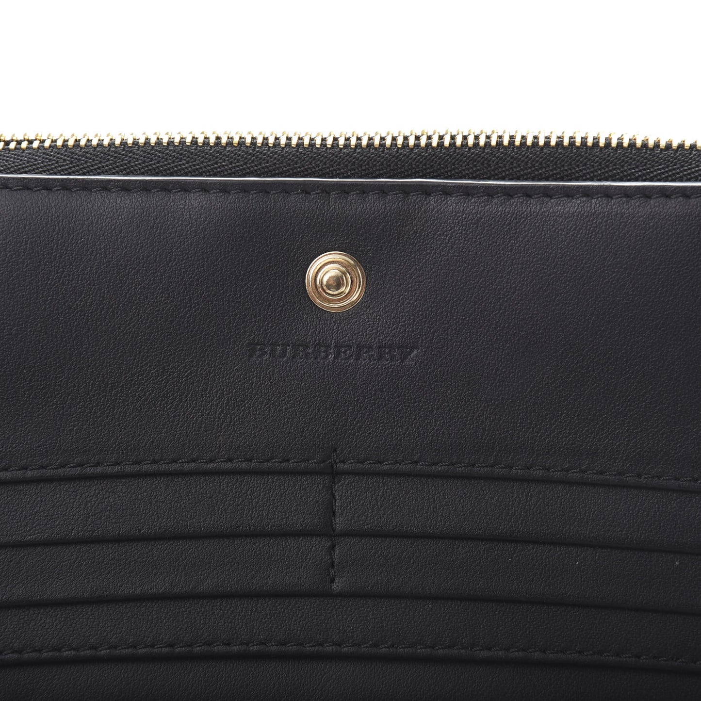 Grained Calfskin Zip Wallet Black