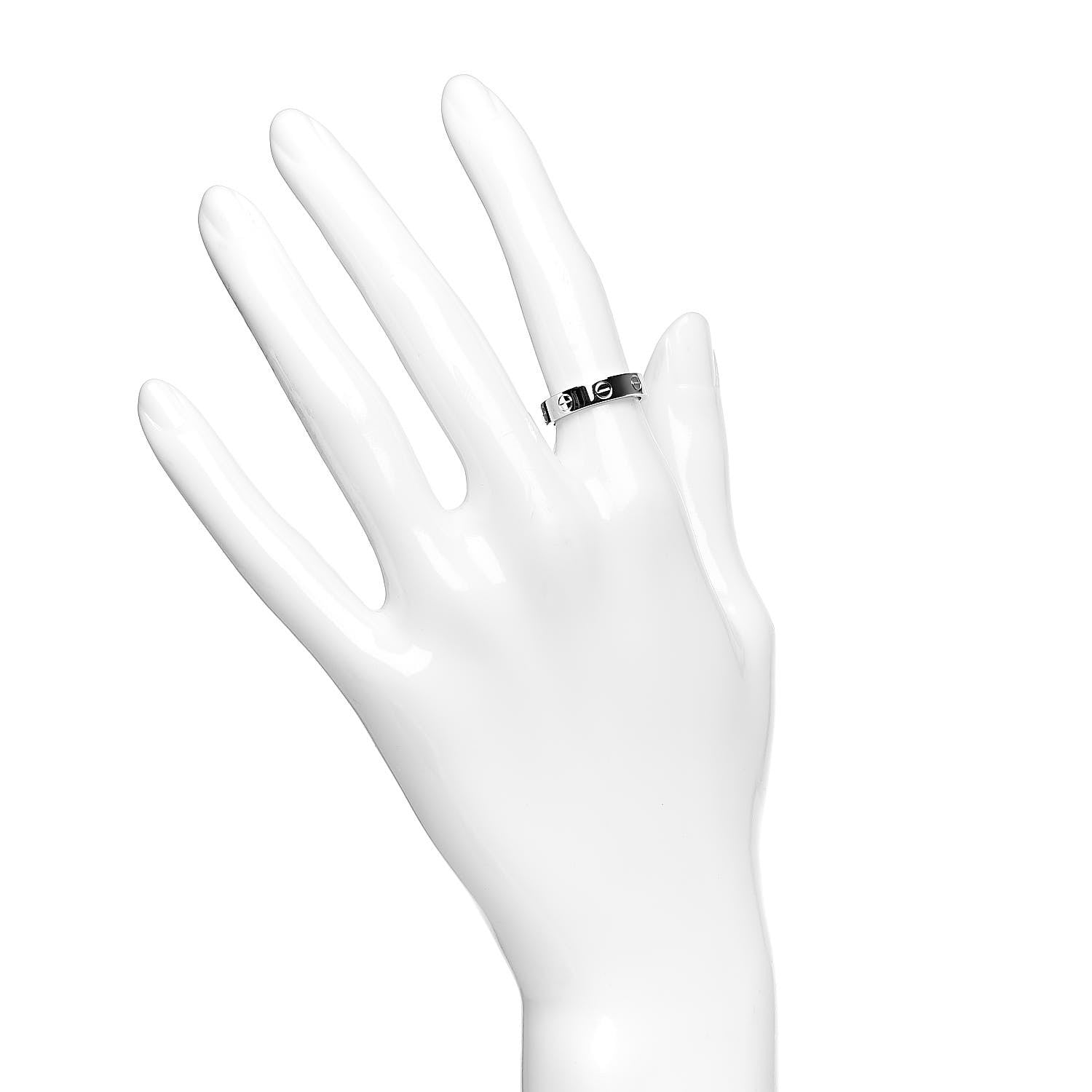 Cartier 18K White Gold Diamond 4mm LOVE Wedding Band Ring 49 4.75 2 of 5