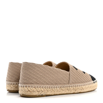 Chanel Tweed Grosgrain CC Espadrilles 41 Beige Black 5 of 9
