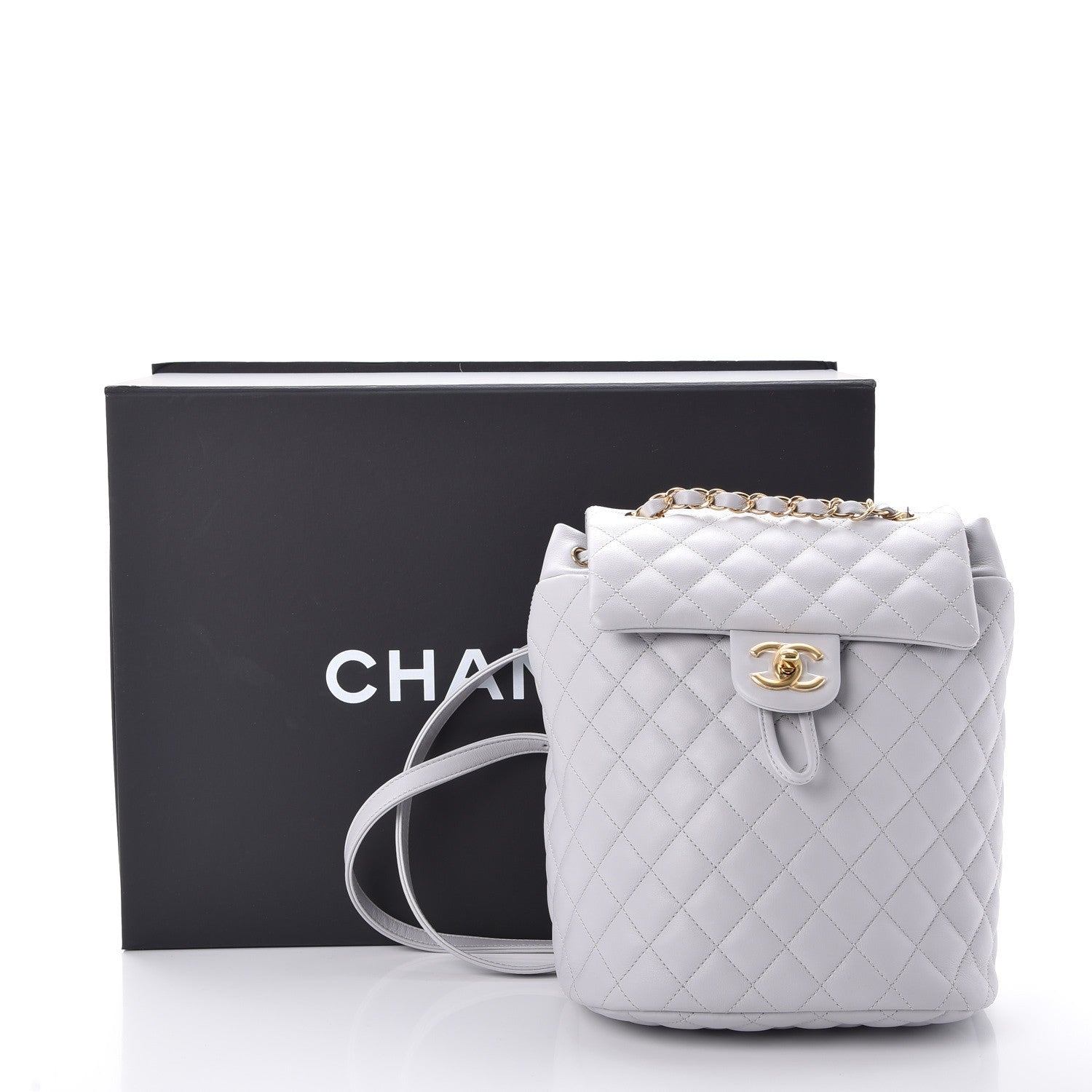Chanel Calfskin Quilted Small Urban Spirit Backpack Light Grey 9 of 9