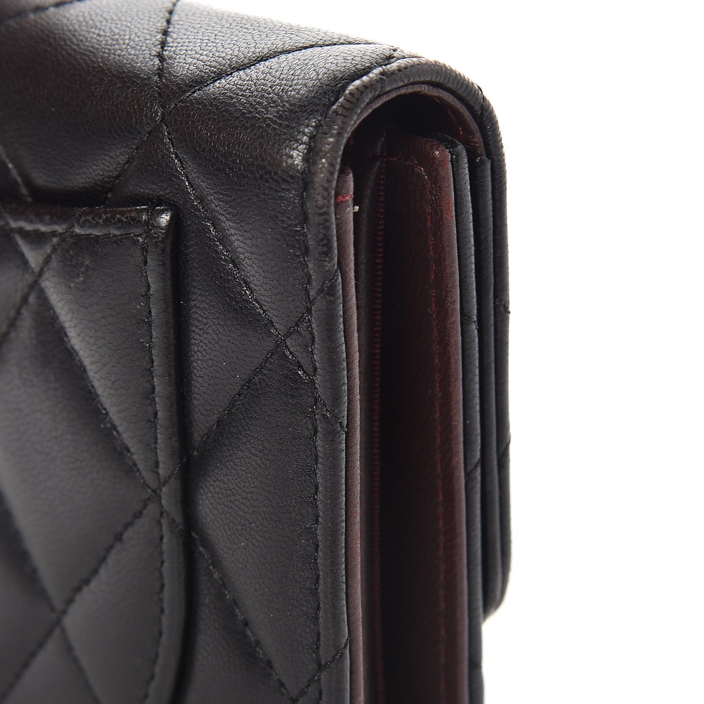 Lambskin Quilted Large Flap Wallet Black