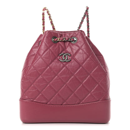 Chanel Aged Calfskin Quilted Small Gabrielle Backpack Dark Pink 1 of 10