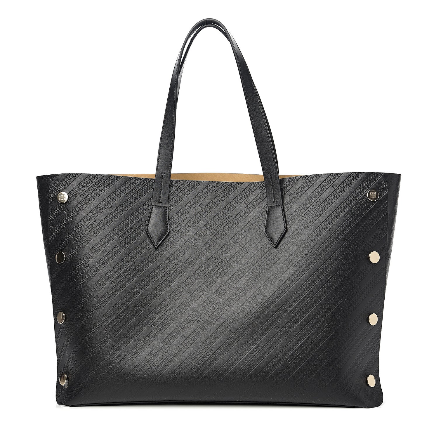 Calfskin Chain Embossed Medium Bond Shopper Tote Black