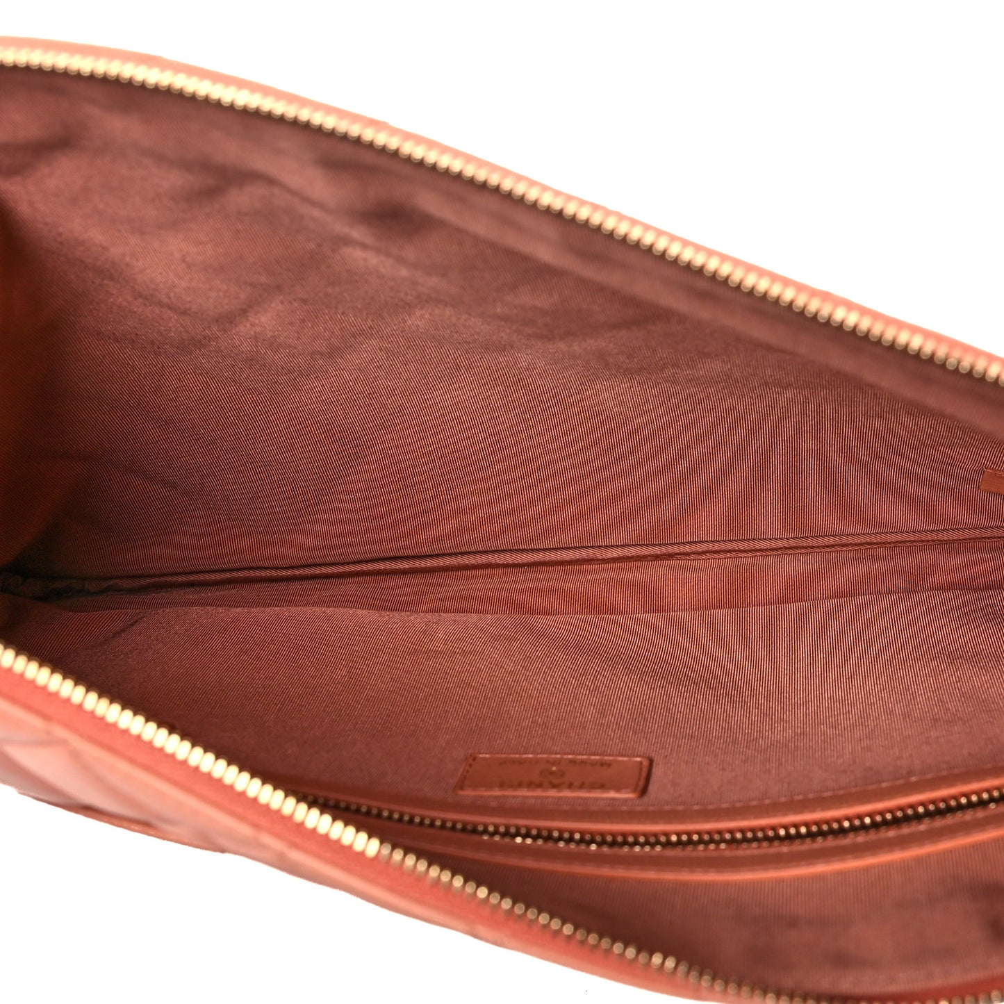Lambskin Quilted Large Cosmetic Case Dark Beige