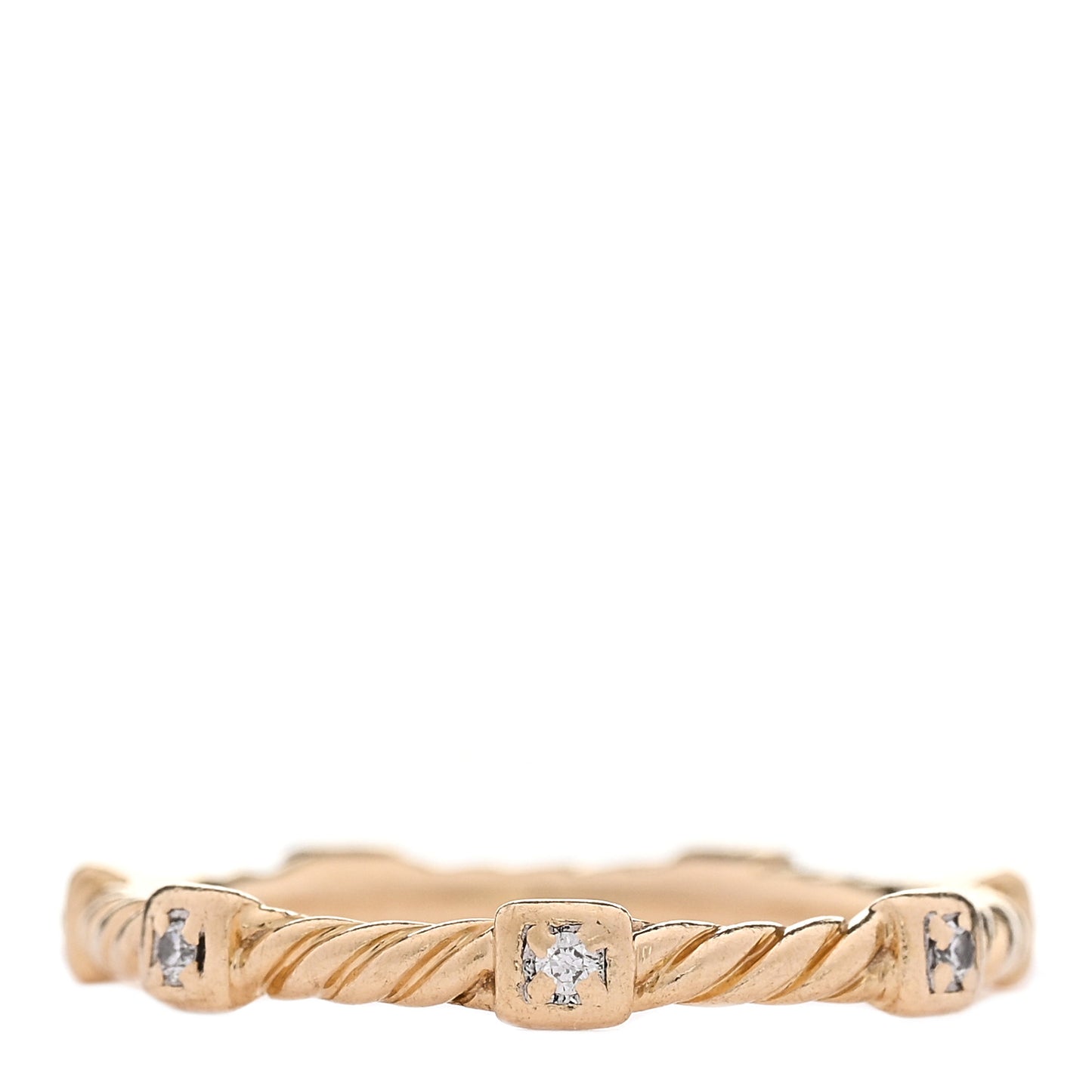 18K Yellow Gold Diamond Cable Collectibles Stack Ring 52 6