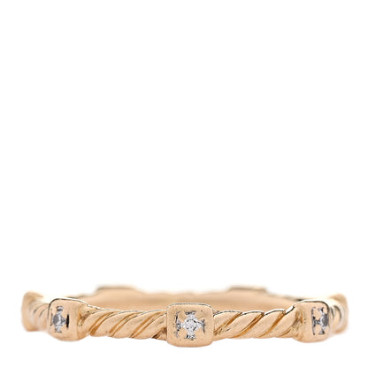 David Yurman 18K Yellow Gold Diamond Cable Collectibles Stack Ring 52 6 1 of 4