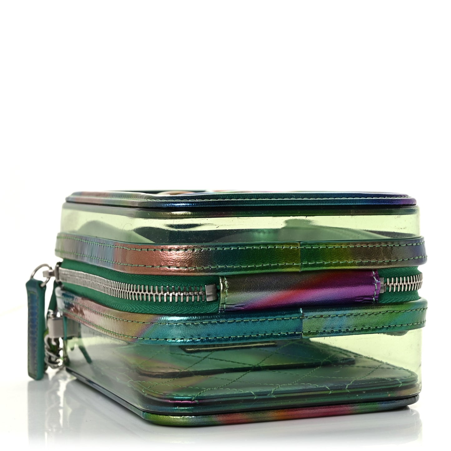 PVC Patent Calfskin Patent Lambskin Vertical Vanity Case Green
