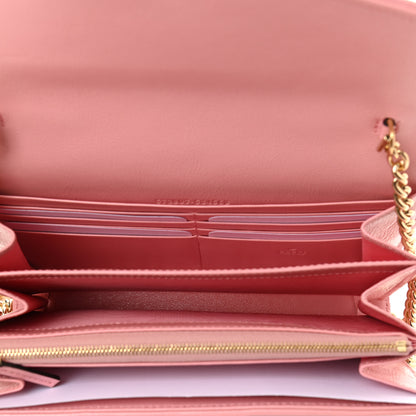 Gucci Azalea Calfskin Enamel Matelasse Diagonal Torchon GG Marmont Chain Wallet New Cherry Red Wild Rose 5 of 10