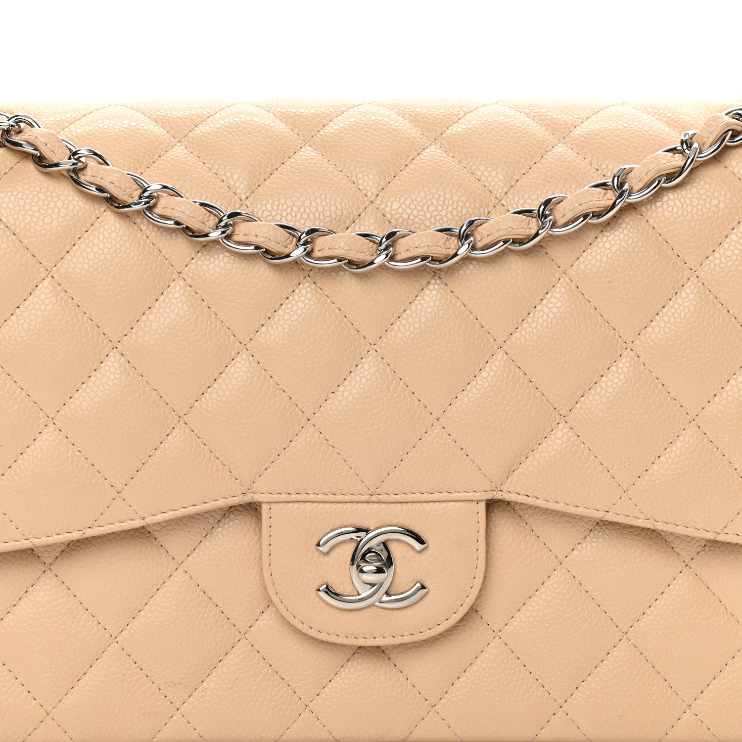 Chanel Caviar Quilted Jumbo Double Flap Beige 8 of 11