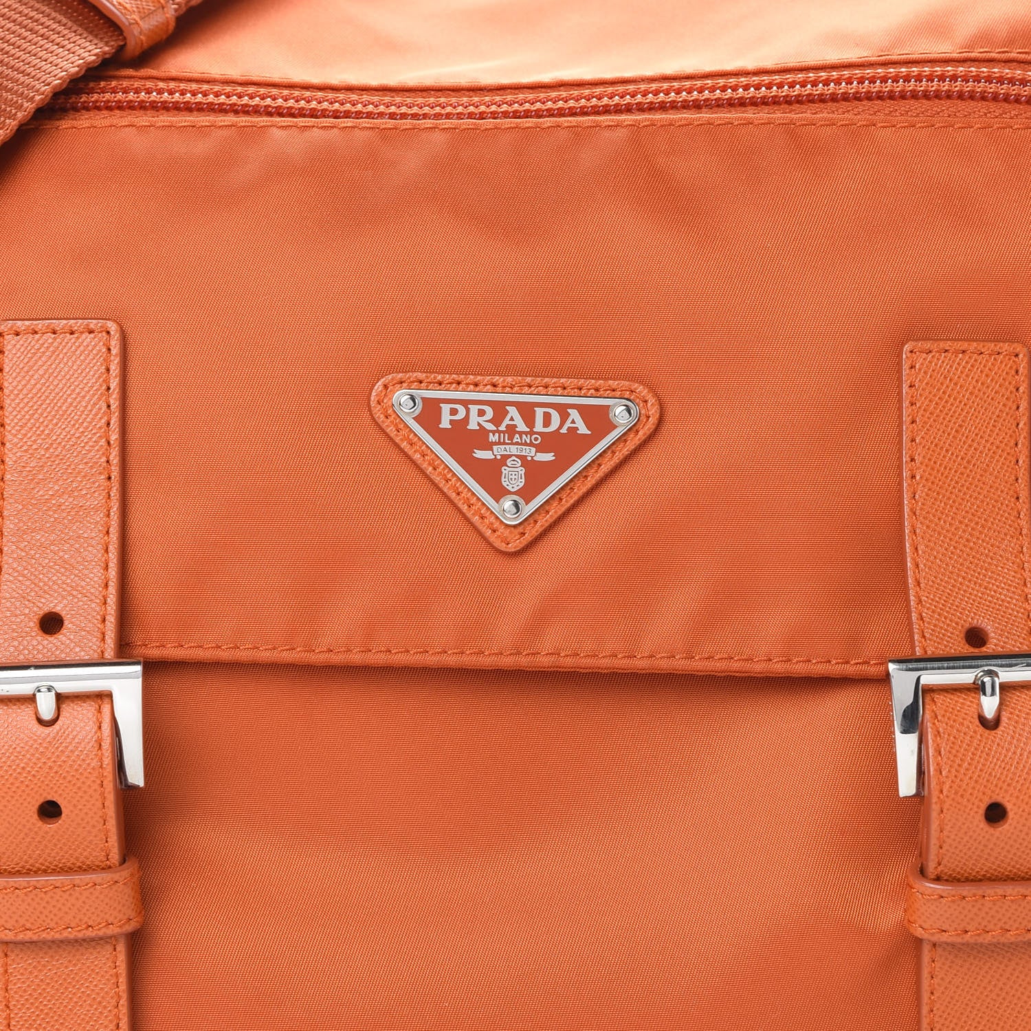 Prada Tessuto Nylon Saffiano Messenger Bag Papaya 9 of 11