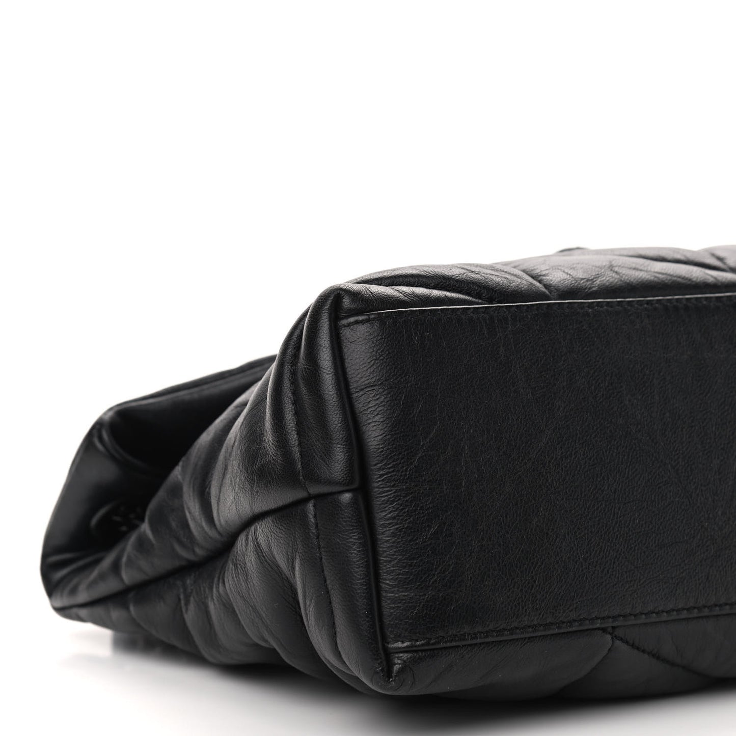 Lambskin Quilted Small Loulou Puffer Monogram Chain Satchel Black