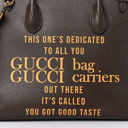 Gucci Textured Dollar Calfskin Gucci 100 Small Tote Bag New Acero Multicolor 13 of 13