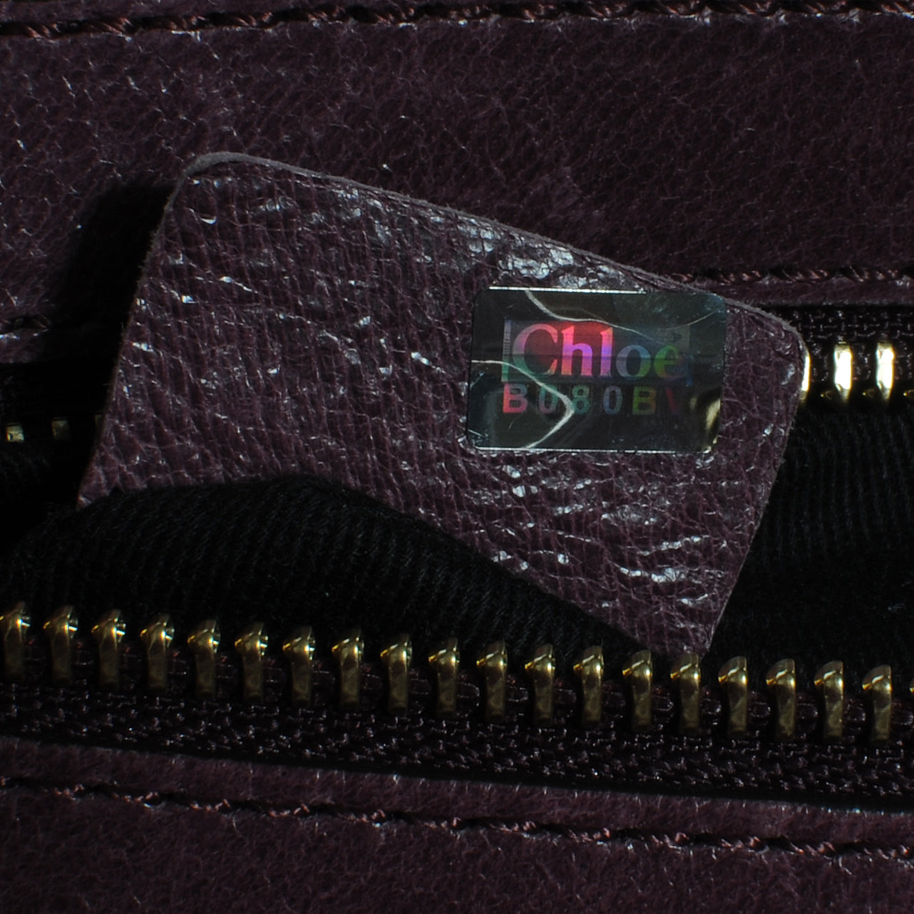 Chloe Glazed Leather Ethel Satchel Dark Purple 8 of 11