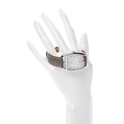 Hermes Stainless Steel Swift 33mm Cape Cod Tonneau Quartz Watch Etoupe 2 of 6