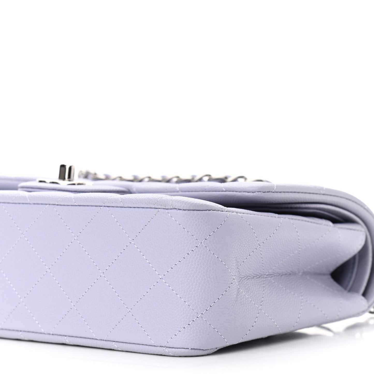 Caviar Quilted Medium Double Flap Light Purple
