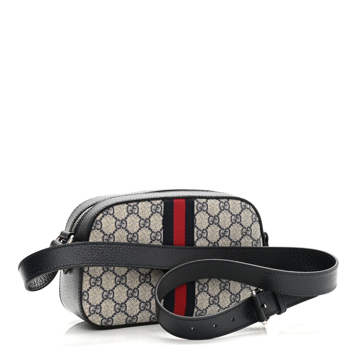Gucci GG Supreme Monogram Textured Dollar Calfskin Web Small Ophidia Camera Bag Beige Blue 3 of 10