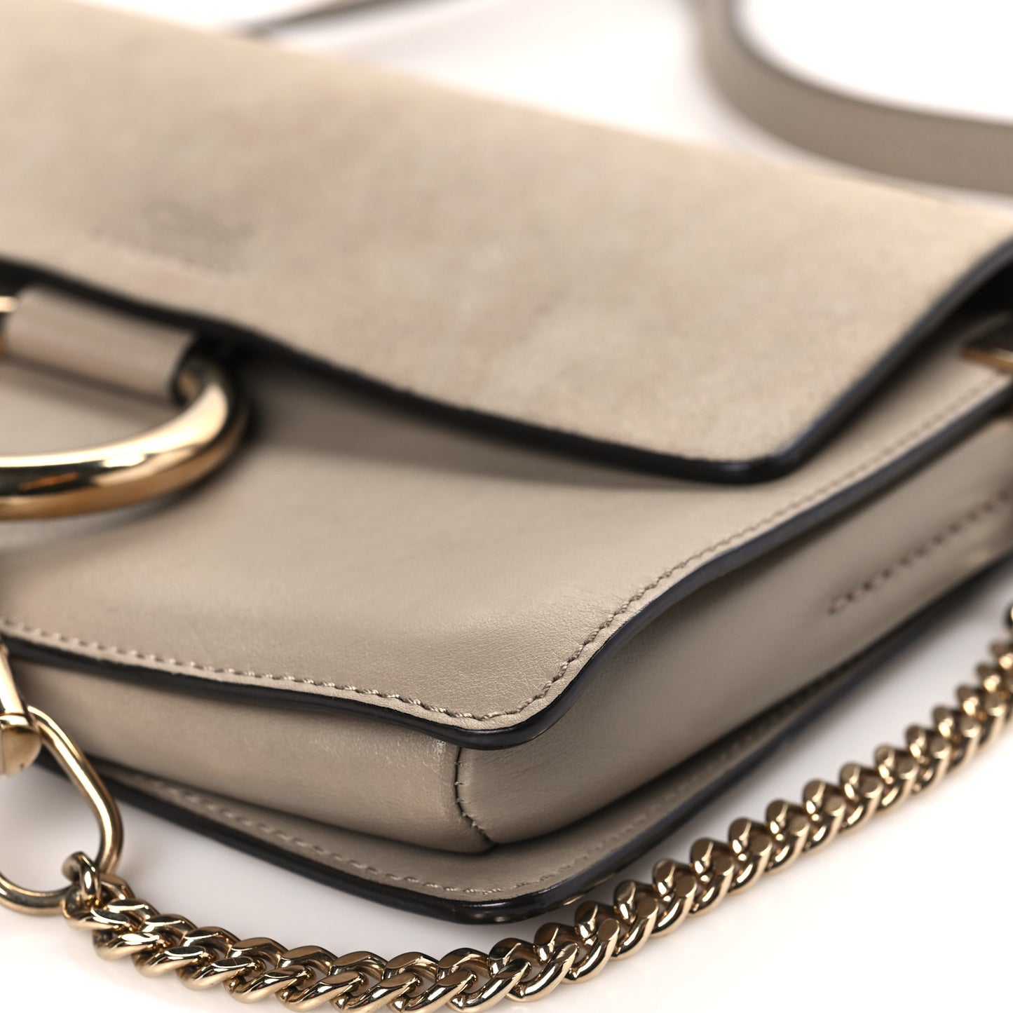 Suede Calfskin Small Faye Shoulder Bag Motty Grey