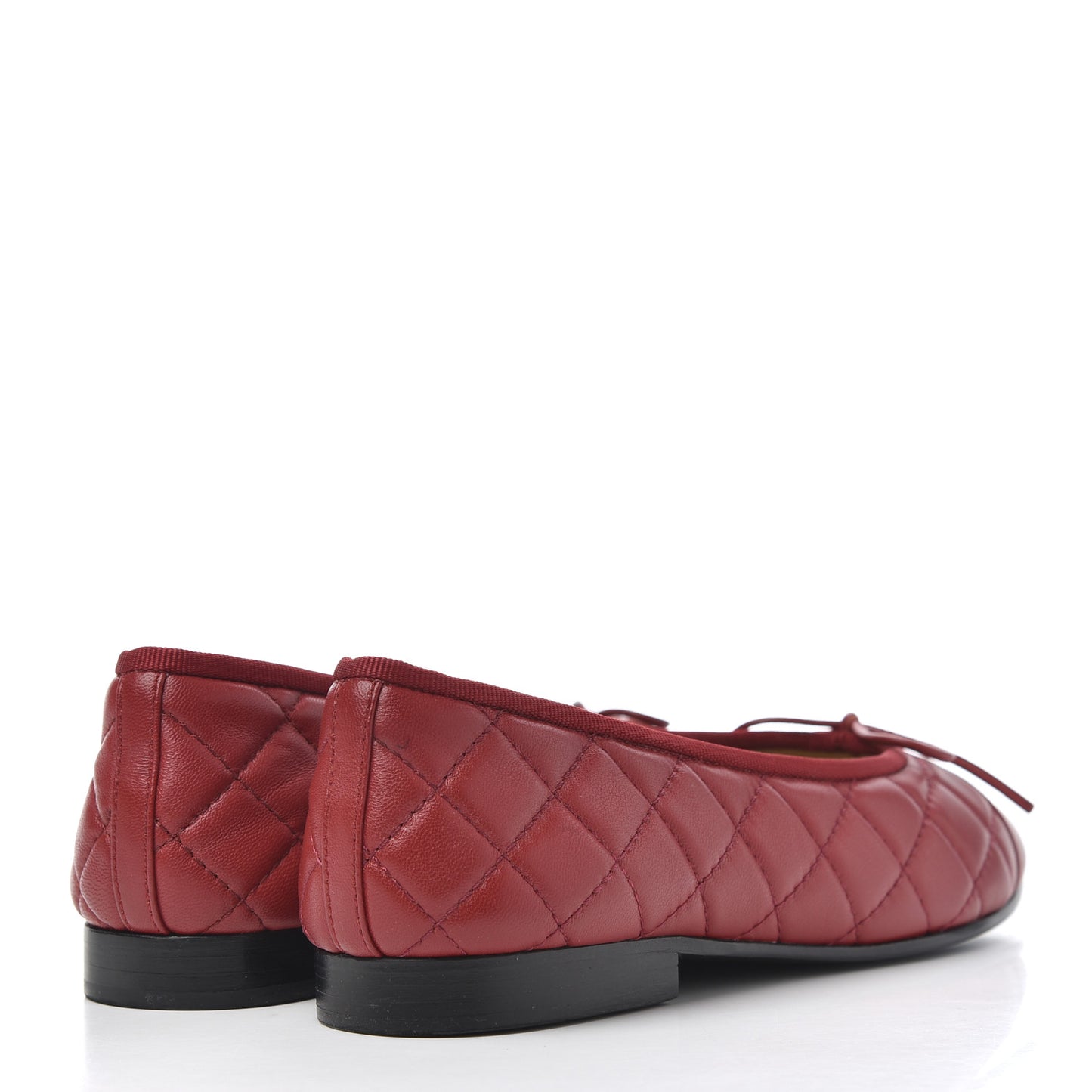 Lambskin Quilted CC Cap Toe Ballerina Flats 36.5 Red