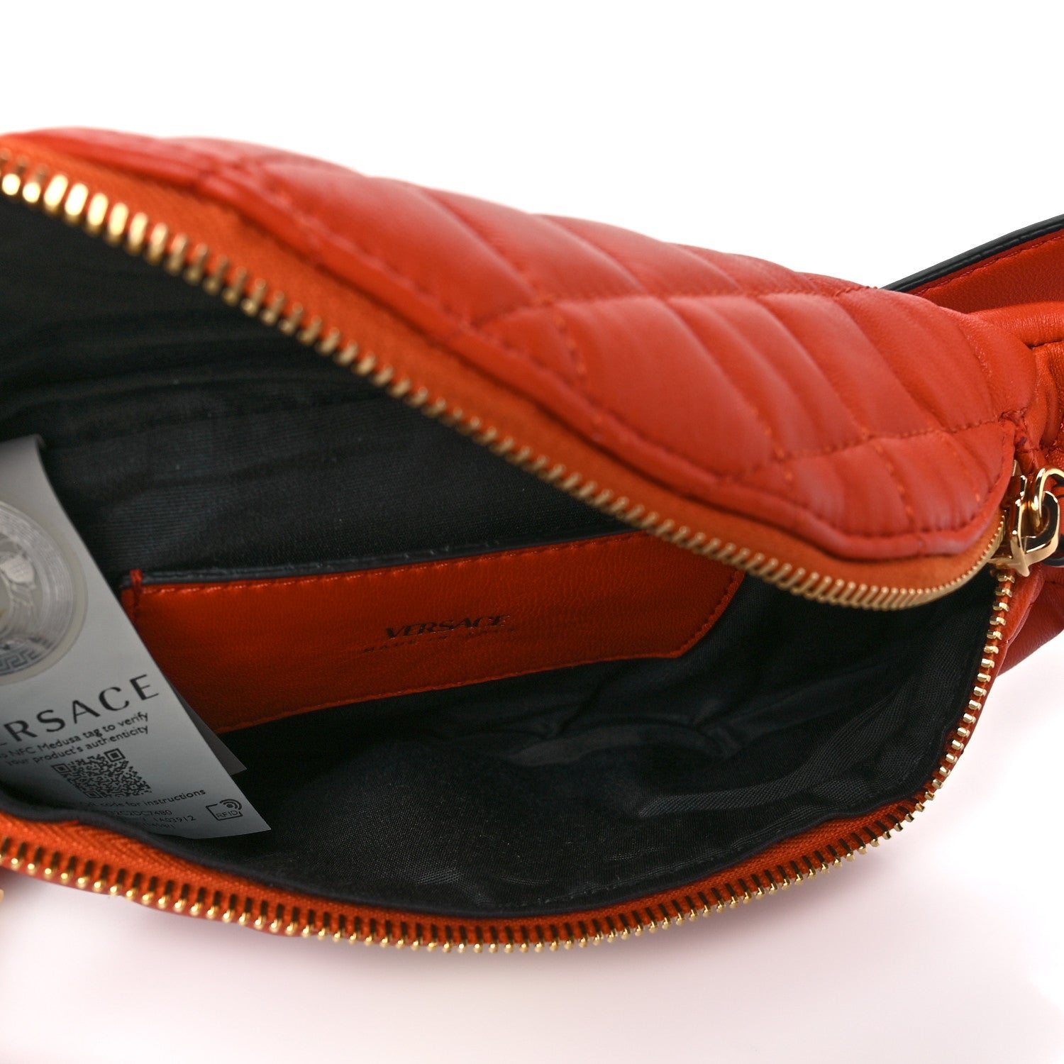 Versace Nappa Quilted Medusa Belt Bag Orange 5 of 9