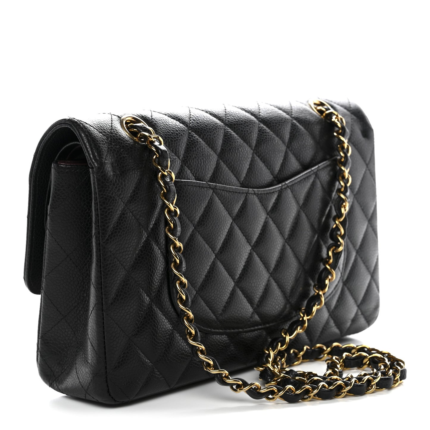 Caviar Quilted Medium Double Flap Black