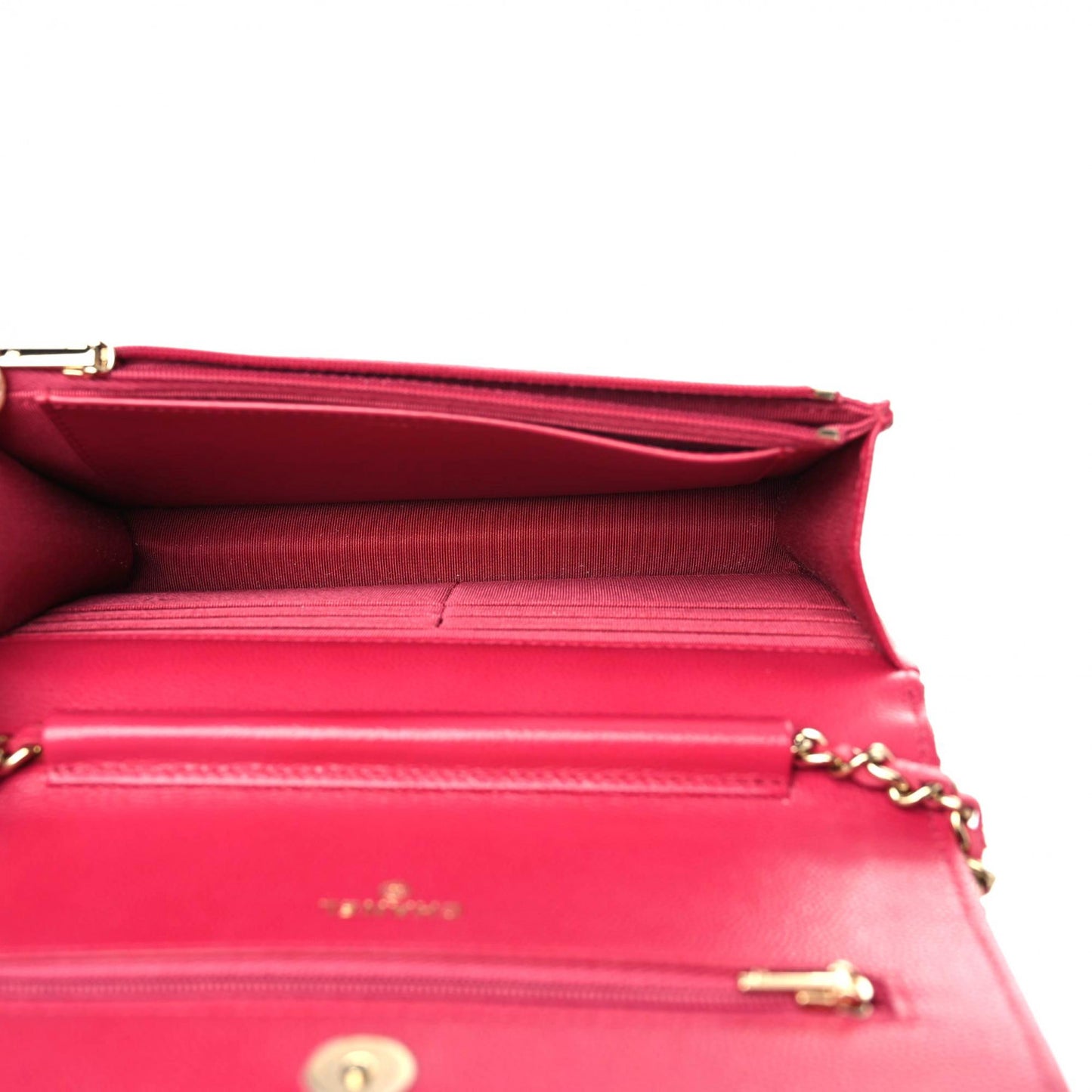 Caviar Quilted Wallet On Chain WOC Dark Pink