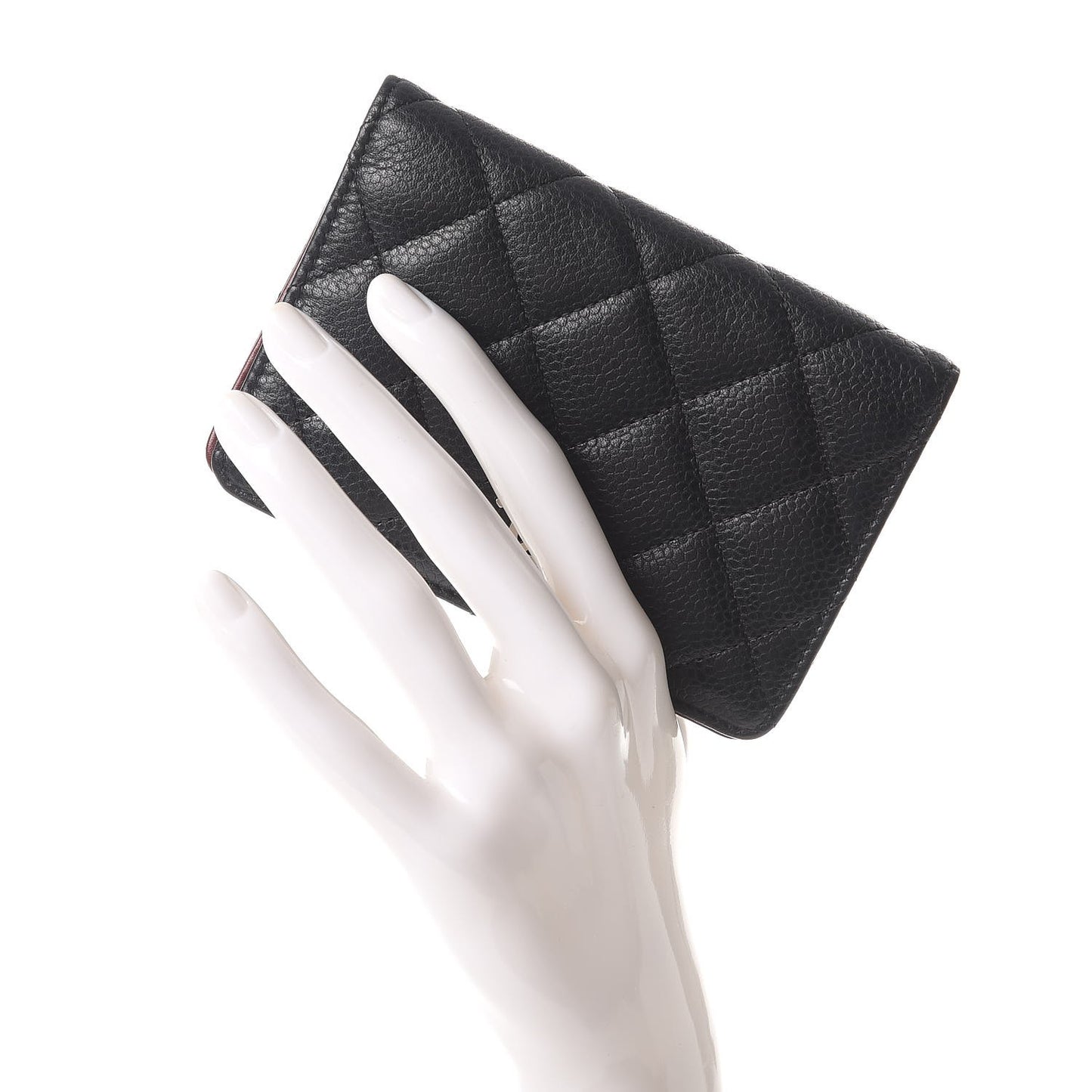 Caviar Quilted Flap Card Holder Black