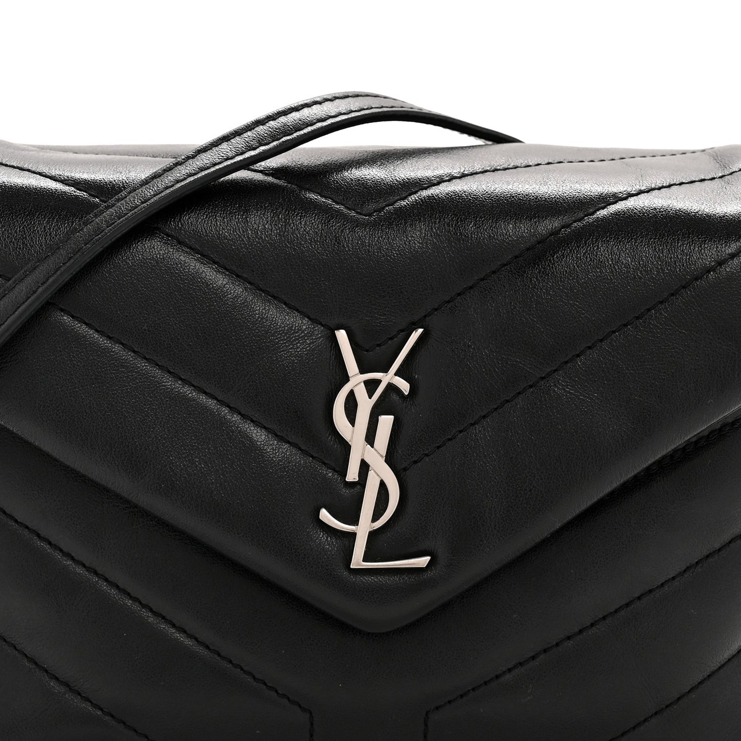Calfskin Y Quilted Monogram Toy Loulou Crossbody Bag Black